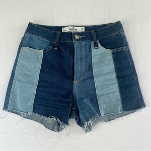 Hollister Woman’s Curvy Ultra High-Rise Jean Shorts 3” Size W26 Patchwork Denim